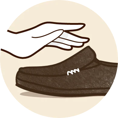 icon of a hand hovering above a slipper
