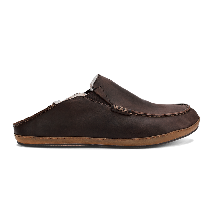Molo Men s Leather Slippers Dark Wood OluKai OluKai Europe