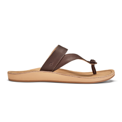 OluKai Kaekae Ko o Zwart Leren strandsandalen voor dames